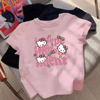 [K8k] Hàng có sẵn Mùa hè Phong cách mới cho bé gái Phong cách phương Tây Hoạt hình dễ thương Áo thun Cotton nguyên chất cho bé gái Áo thun ngắn tay bé gái Áo thun mùa hè Quần áo bé gái