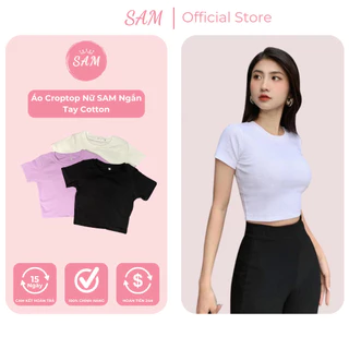 Áo croptop nữ SAM ngắn tay cotton co giãn