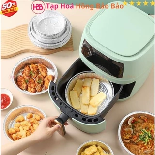 Combo 10 Khay Bạc Giấy Nhôm Thiếc Cõ Lớn Dày Dặn 22cm Lót Nồi Chiên Không Dầu Đa Năng, Chịu Nhiệt, Tạp Hoá HBB