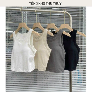 Áo Thun Bra Ba Lỗ Croptop Chất Cotton Mềm Mịn Kèm Mút Đệm Ngực TT54