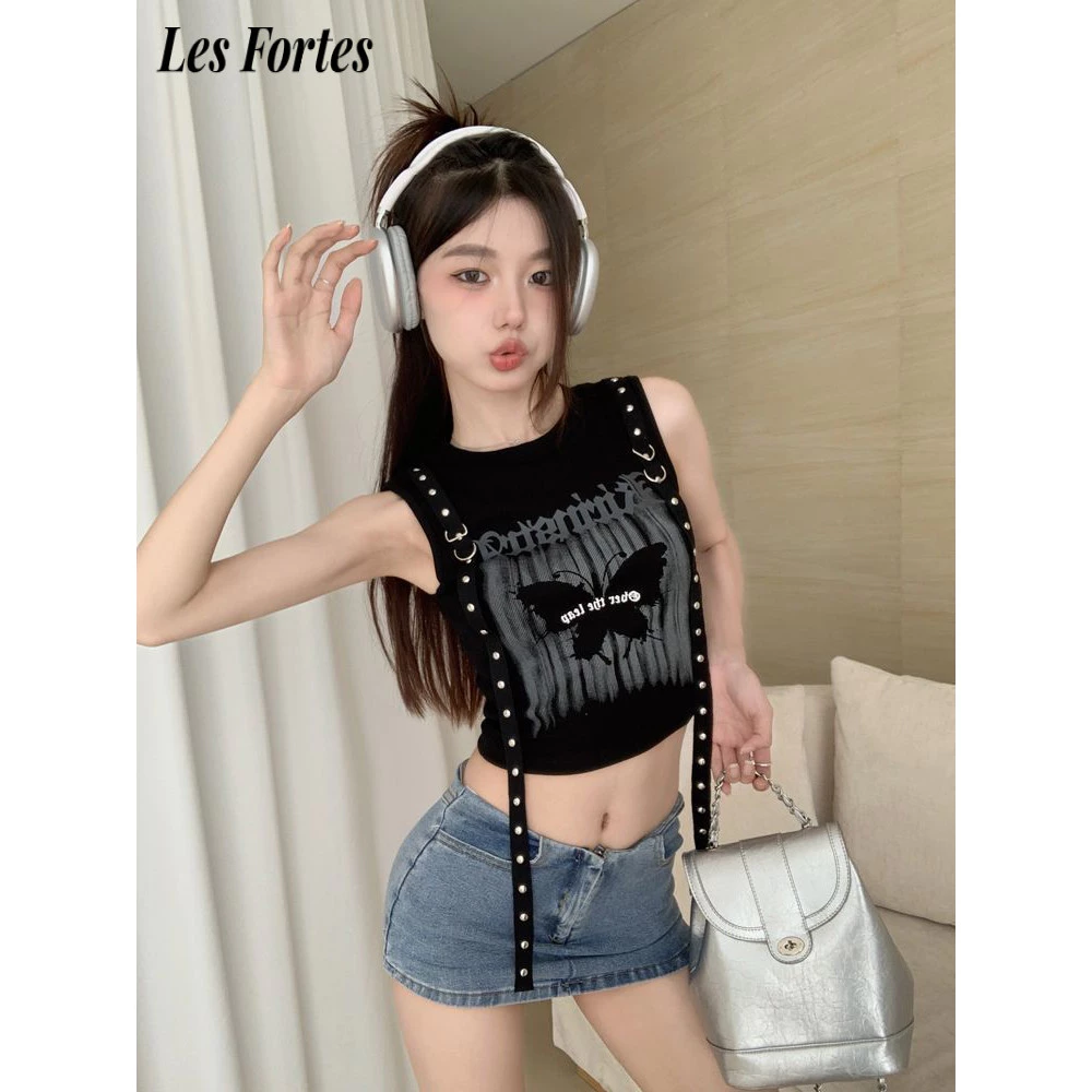 Les Fortes Áo 2 dây áo ba lỗ Thời trang hàn quốc Phong cách ins chic may đo WCS2440ORS 16Z240416