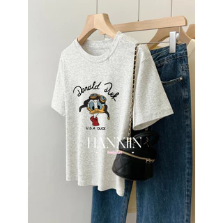 HANXIN áo phông áo thun nữ croptop baby tee phổ biến Cute hàn quốc Phong cách WTX24410RV 17Z240425