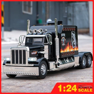 Klt 1: 24 Peterbilt 389 Đồ chơi hợp kim kim kim loại Mô hình ô tô Diecast Xe cho bé trai Trẻ em Mô phỏng Âm thanh Hiệu ứng ánh sáng Quà tặng Sở thích Bộ sưu tập