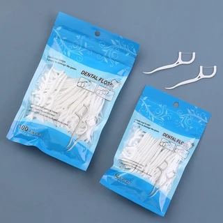 50 / 100 Gói Floss Flos Picks Tăm Răng Chọn Làm Sạch Răng Bàn Chải Interdental Floss Picks Vệ Sinh Răng Miệng