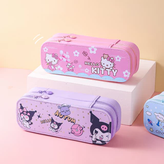 Dễ Thương Sanrio Kuromi Hộp Đựng Bút Chì Hai Lớp Dung Tích Lớn Hộp Đựng Bút Thẩm Mỹ Học Sinh Túi Đựng Văn Phòng Phẩm Đồ Dùng Túi Bảo Quản Hộp