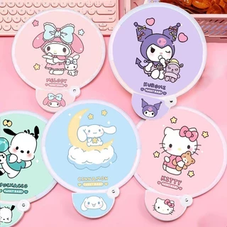 Kuromi My Melody Hellokittys Pachacco Cinnamoroll Quạt Gấp Hoạt Hình Quạt Vải Mini Di Động Quạt Tròn Nhỏ