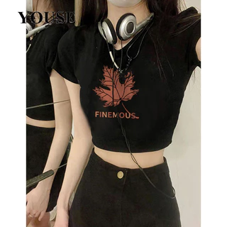 YOUSE áo sơ mi nữ áo kiểu hàn quốc Fashion rực rỡ dramatic thông thường WCS2451D4N 21Z240524