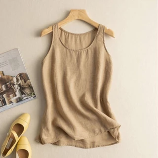 Băng Vải Lanh Cotton Mỏng Top Retro Không Tay Vải Lanh Cotton Sling Bên Trong Vest Giảm Giá Cửa Hàng Ngoại Thương Nhật Bản Thương Hiệu Lớn Cắt Nhãn