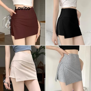 Lovito Quần short xẻ tà thông thường cho nữ LNE56053