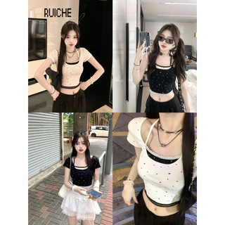 RUICHE áo phông áo thun nữ croptop baby tee xu hướng Stylish Fashion Xu hướng WCS245178T 21Z240523