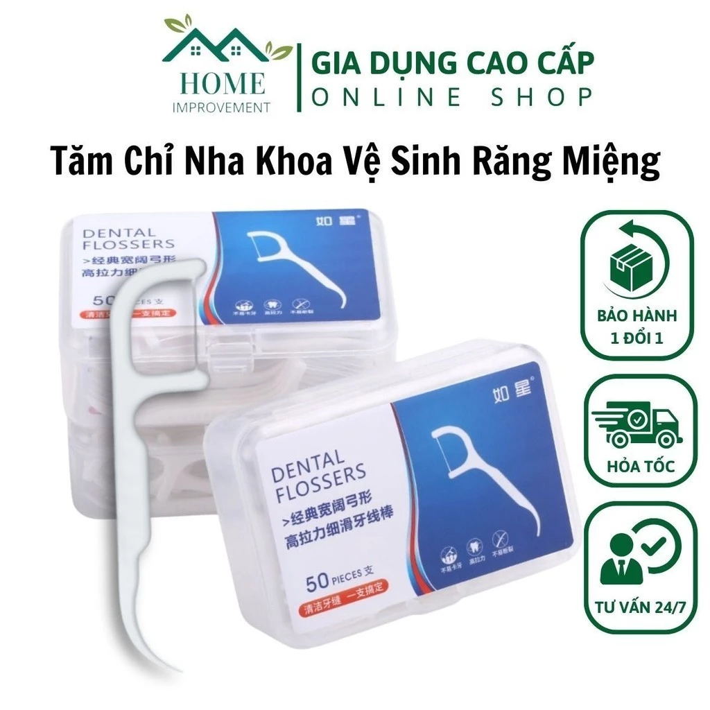 Tăm chỉ nha khoa tiện dụng TNK116,  hộp 50 tăm chỉ nha khoa, an toàn khi sử dụng - Home Improvement