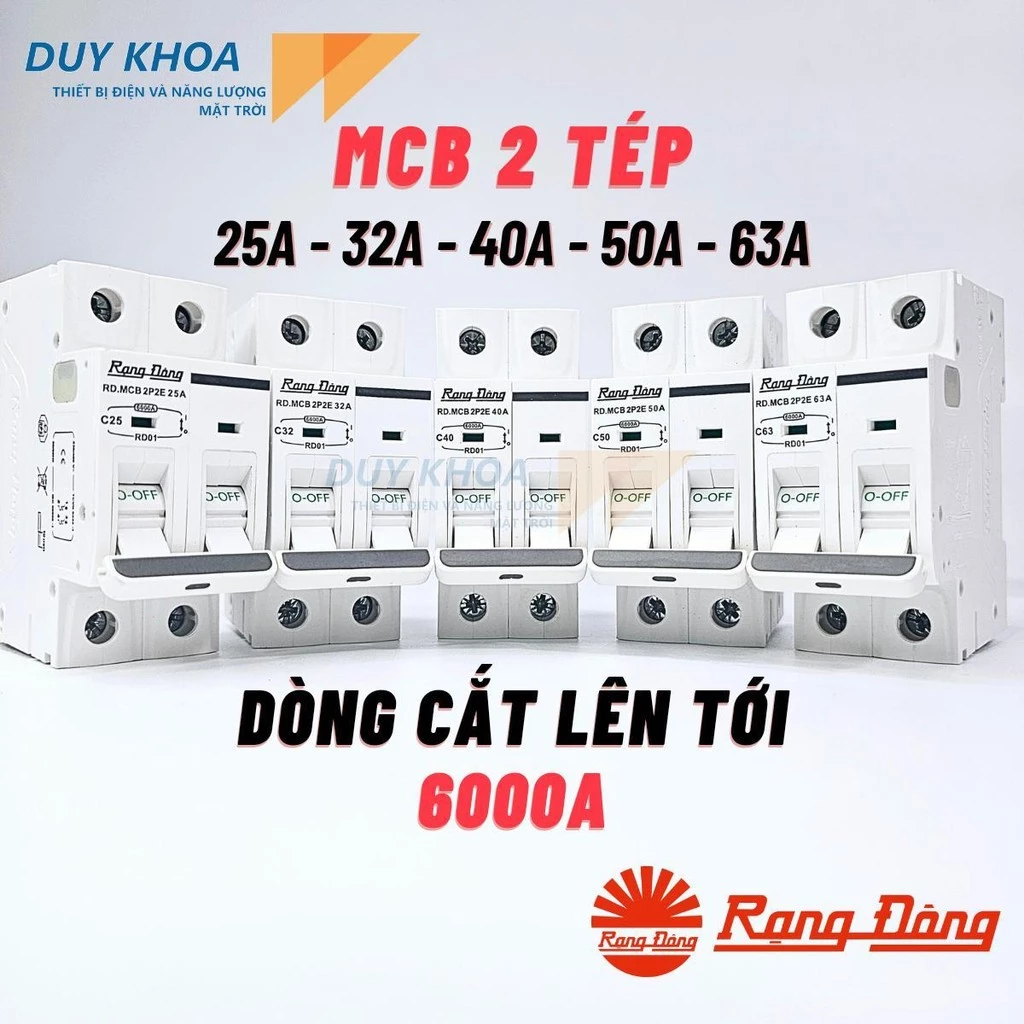 Cầu dao MCB 2 tép Rạng Đông chống quá tải Có thể cắt dòng đến 6000A Aptomat chống ngắn mạch