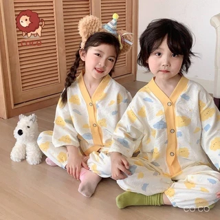 2024 Phong Cách Mới Trẻ Em Homewear Phù Hợp Với Bé Trai Bé Gái Rời Mỏng Phong Cách Bộ Đồ Ngủ Cho Bé Phiên Bản Hàn Quốc Điều Hòa Phù Hợp Với Hai Mảnh