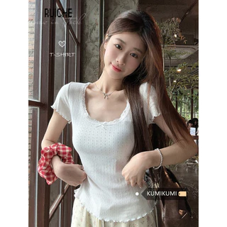 RUICHE áo phông áo thun nữ croptop baby tee Hàn Phong phổ biến Minimalist Fashion WTX2450MEC 20Z240515