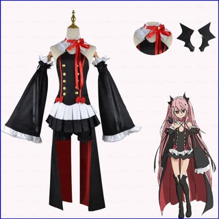 Yb Anime Seraph of the End Krul Tepes Cosplay Ma Cà Rồng Trang Phục Đầm Tay Tóc Giả Giày Nữ COS Đồng Phục Tiệc Halloween