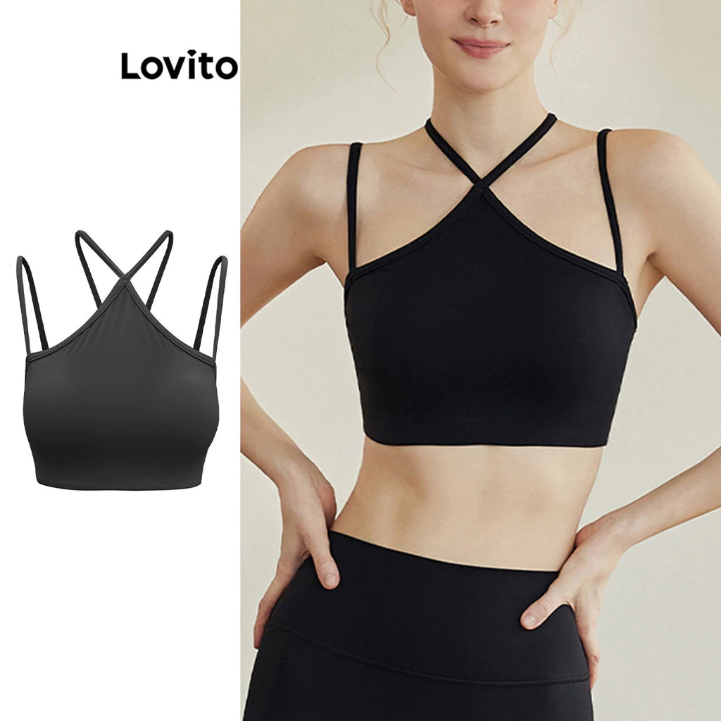 Lovito Áo ba lỗ cơ bản trơn trơn Criss Cross dành cho nữ LNE53326