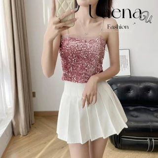 Uaenau Tube Top, Mùa Hè Có Miếng Lót Ngực Dây Xích Sequin Gợi Cảm, Đơn Giản Thường Ngày Mềm Crop Top Ngoài Trời