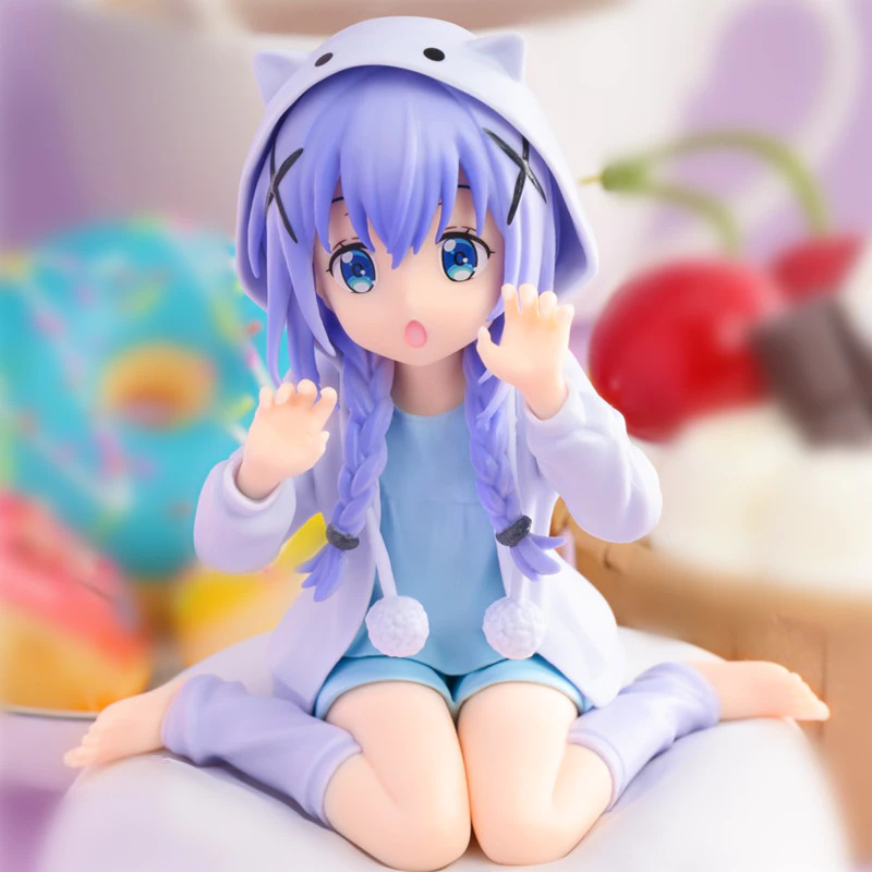 10cm Anime Là Đơn Hàng Một Thỏ Kafuu Chino Hoto Kokoa Nhân Vật Hành Động Ngồi Bộ Đồ Ngủ Trang Phục PVC Anime Mô Hình Bộ Sưu Tập Đồ Chơi Quà Tặng