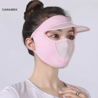 Canamek 1 Chiếc Mùa Hè Băng Lụa Mặt nạ UV Bảo Vệ Mặt Veil Mặt Có Vành Đi Xe Đạp Ngoài Trời Chống Nắng Chống Tia UV Mũ Mặt nạ Mới