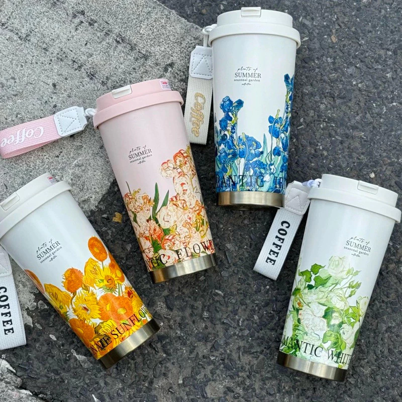 Ly giữ nhiệt SUMMER Coffee 500ml có quai xách, cốc giữ nhiệt nóng lạnh inox 316 cao cấp có ống hút tiện lợi