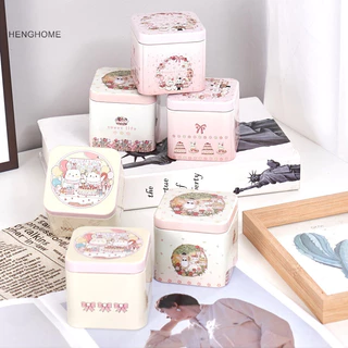 Henghome Hộp Kẹo Hoạt Hình Gấu Thỏ Họa Tiết Niêm Phong Tốt Vintage Phục Sinh Cookie Tins TFG