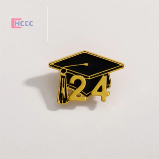 Hccc 2024 Mũ tốt nghiệp Lapel Pin Huy hiệu biểu tượng lưu niệm, Quà tặng tốt nghiệp MỚI