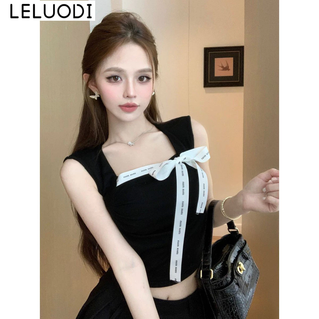 LELUODI áo phông áo thun nữ croptop baby tee Minimalist xu hướng Xu hướng Vintage WTX2440MLX 17Z240426