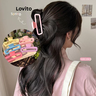 Kẹp tóc Lovito màu kẹo trơn dopamine phong cách thường ngày cho nữ LFA16516