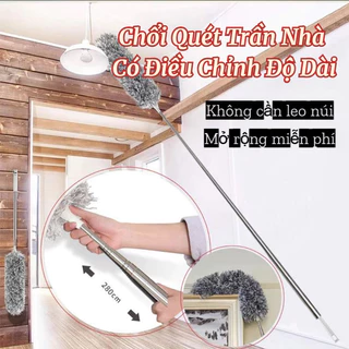 Chổi Quét Trần Nhà,Có Điều Chỉnh Độ Dài Tới 2,8m,Cây Phất Trần Quét Mạng Nhện,Có Thể Tháo Rời Và Giặt Được