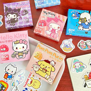 Meuctiffy 60 Chiếc Hoạt Hình Anime Dán Dễ Thương Cinnamoroll Pochacco Kuromi Hello Kitty Miếng Dán Cho DIY Nhật Ký Notebook Laptop Đề Can VM