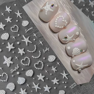 Sticker nail trang trí móng tay chủ đề sao biển , sứa biển vibe mùa hè