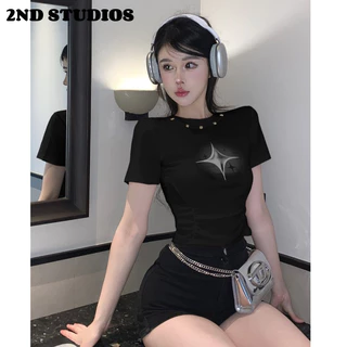 2ND STUDIOS áo phông áo thun nữ croptop baby tee Cute Phong cách xu hướng Korean WTX2440FZT 15Z240411