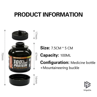 [Shgezm] Hộp đựng bột Protein di động Hộp đựng thuốc Protein Móc khóa thể thao Dinh dưỡng Chai nước thể thao Cốc bổ sung Whey Protein [MỚI]