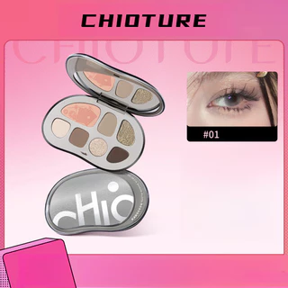 Chioture Eyeshadow Plate Blush Highlight Seven-Color Eyeshadow Repair Earth Color Daily Makeup Matte Sequins ZCNM