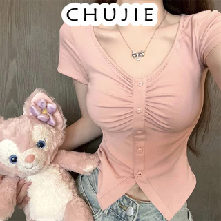 CHUJIE áo phông áo thun nữ croptop baby tee Fashion Vintage Xu hướng Thể thao A29J1N0 17Z240426