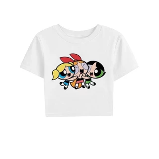 Powerpuff Girls fairy grunge cyber y2k crop top Woman Kawaii đồ họa rác rưởi cropped