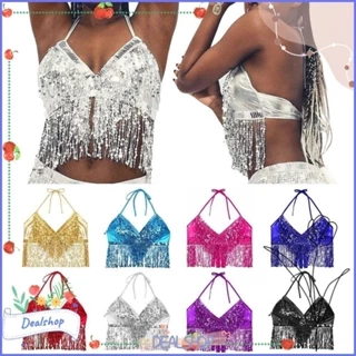 Dealshop belly dance bra, tua trình diễn hộp đêm, trang phục trình diễn sáng bóng sân khấu sequin quyến rũ phụ nữ