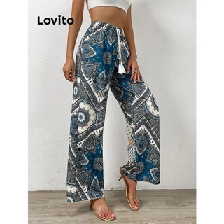 Lovito Quần in họa tiết boho Tribal Tie phía trước Colorblock cho nữ LNL60029