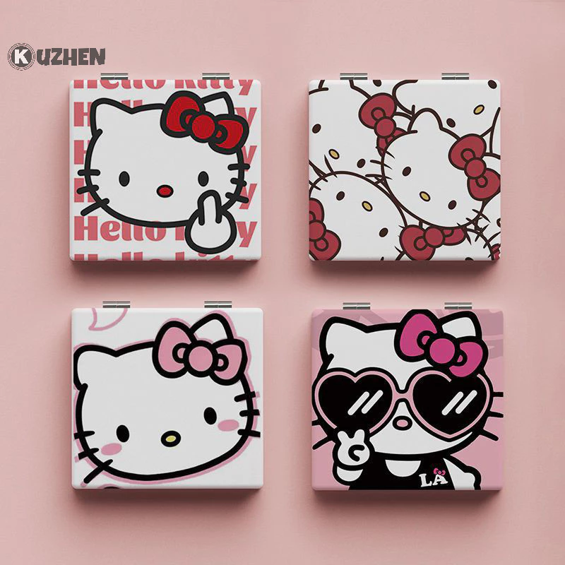 Kuzhen Saniro Hello Kitty Mini Gương Trang Điểm Di Động Dễ Thương Kt Cat Hai Mặt Gấp Gương Trang Điểm Nữ Bé Gái Quà Tặng HOT