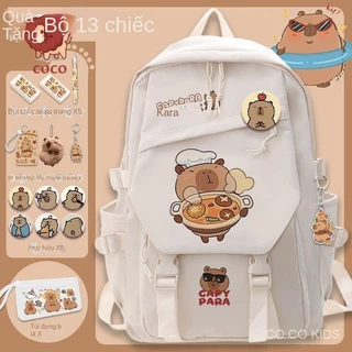 Kapibara Schoolbag Học sinh tiểu học có giá trị cao Lớp 1 đến Lớp 6 Bảo vệ sườn Giảm gánh nặng Ba lô trẻ em đơn giản dễ thương