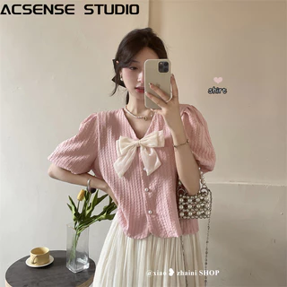 ACSENSE STUDIO áo phông áo thun nữ croptop baby tee thời trang Cute Thời trang Thể thao WTX2440Q3L 16Z240416