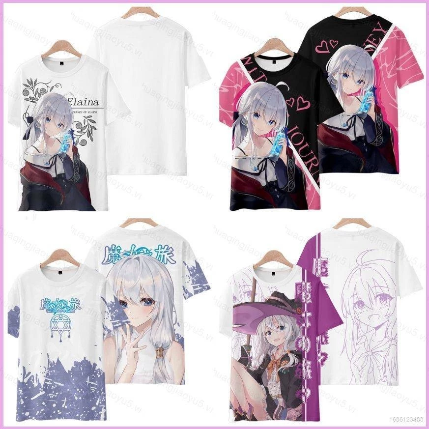 Lang Thang Phù Thủy: Hành Trình Của Elaina Áo Thun Anime Bông Tai Kẹp Unisex Tee Cosplay 3D Áo Sơ Mi Tay Ngắn Top Plus Kích Thước