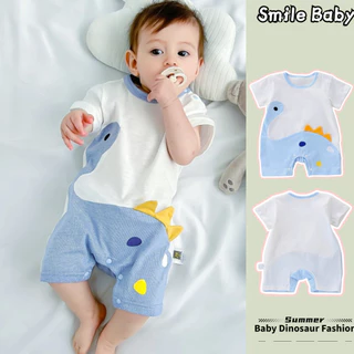 Mùa Hè Mới Quần Áo Bé Trai Bé Gái Tay Ngắn Body 0-24 Tháng Sơ Sinh Nguyên Chất Cotton Mỏng Dễ Thương Đẹp Trai Hoạt Hình Khủng Long Romper