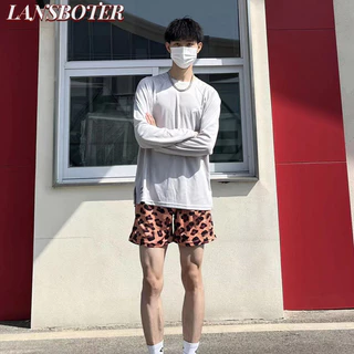 Lansboter Quần Short Nam Mùa Hè Mỹ Retro Cao Cấp Da Báo In Chạy Thoáng Khí Nhanh Khô Rời Quần Short Thể Thao Thường Ngày