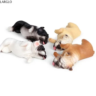 Mô hình chó ngủ LARGLO, Mô hình chó mô phỏng rắn thủ công bằng nhựa, Mô hình chó cưng Bulldog Mini Puppy Mô phỏng tư thế ngủ Bulldog Trẻ em