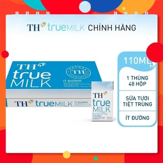 Thùng 48 hộp sữa tươi tiệt trùng ít đường TH True Milk 110ml (110ml x 48)