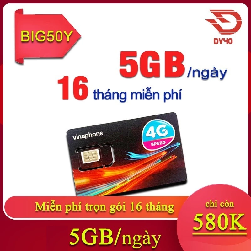 Sim 4G Vinaphone- Mobifone Big50y -Thaga60 -TD49 -Happy -D500 -U1500, không giới hạn dung lượng tốc độ 4G,trọn gói 1 năm