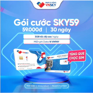 Sim 4G VNSKY SKY59 Vnsky59 Sky69 Sky77  - hệ sinh thái VNPAY mobifone Sim4G, Data không giới hạn, Miễn phí tháng đầu ơi