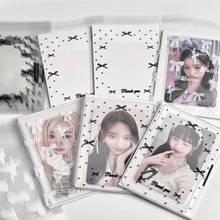 Bộ 50 Đen Ba Lê Niêm Phong Túi Toploader Tay Áo Photocard Bao Bì Túi Tự Dính