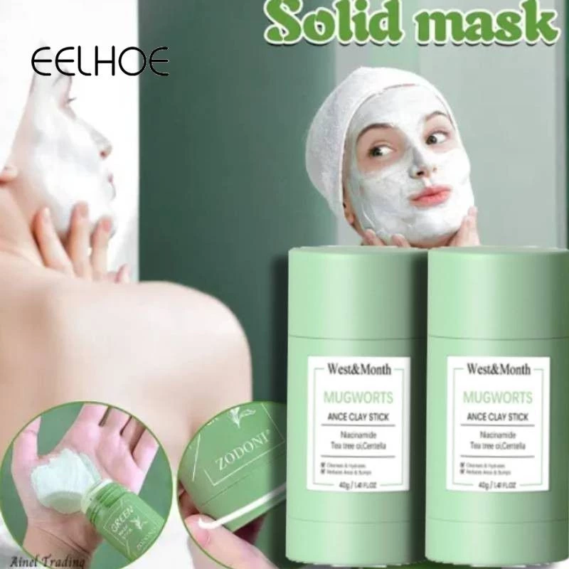 EELHOE Original Green Tea Mask Kiểm soát dầu Chống mụn Cà tím Thanh lọc rắn Làm sáng mặt nạ đất sét Thanh làm sạch tốt Di động